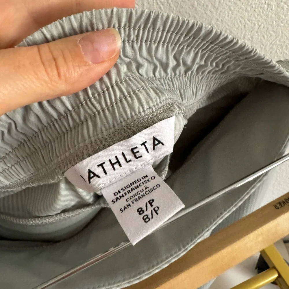 Athleta Brooklyn‎ Textured Jogger Pants City Stripe Coast Pale Sage Green Sz 8